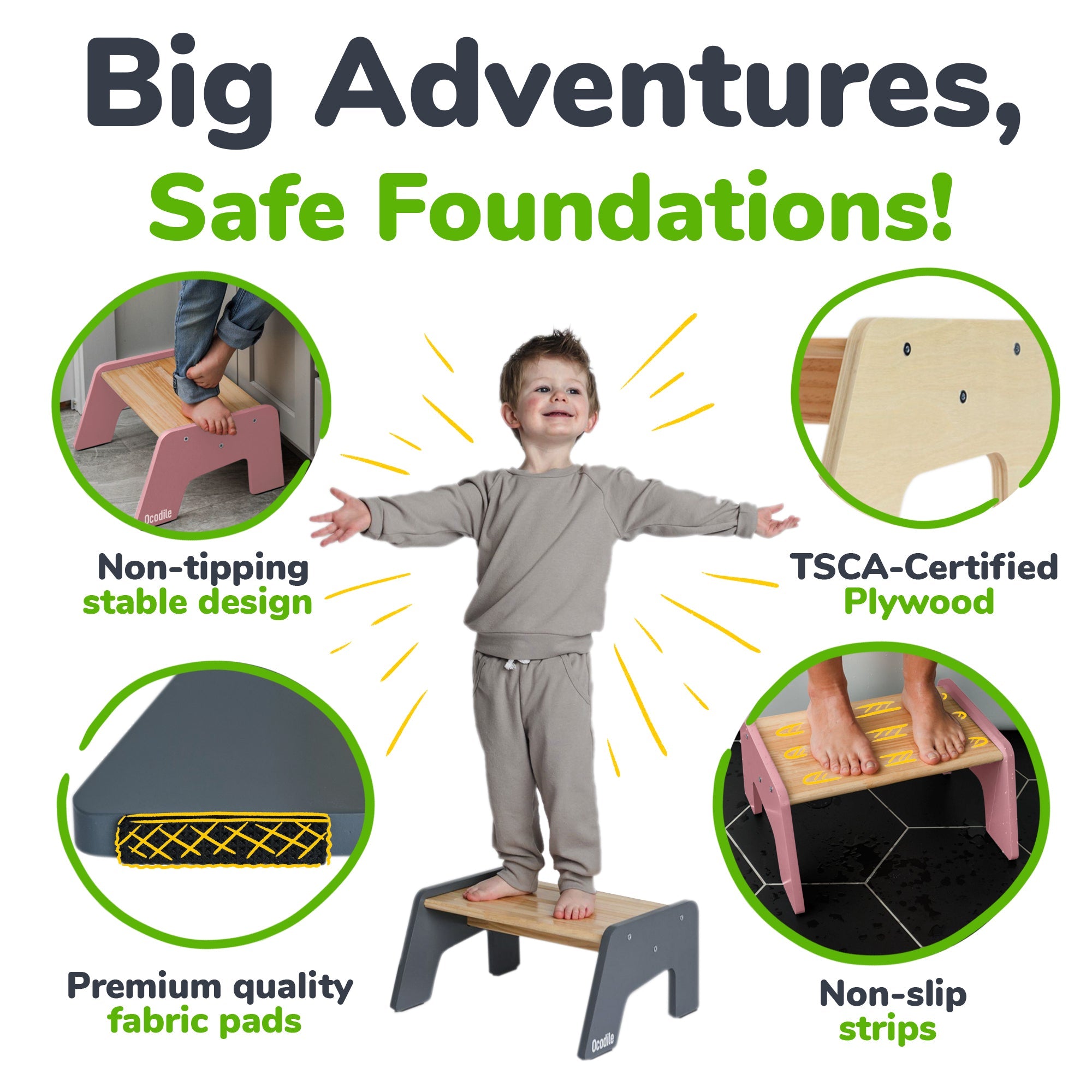 1-Step Wooden Stool for Kids