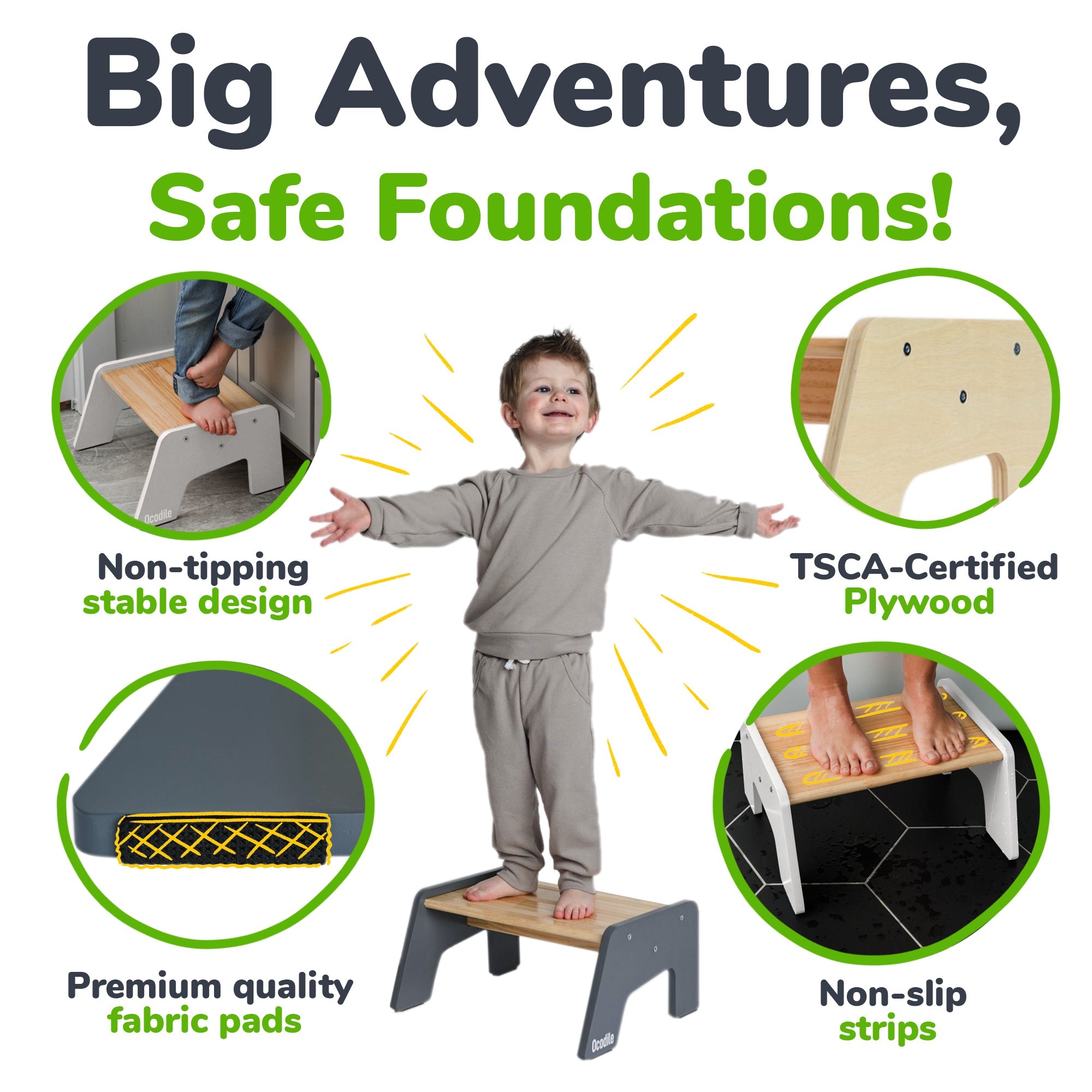 1-Step Wooden Stool for Kids
