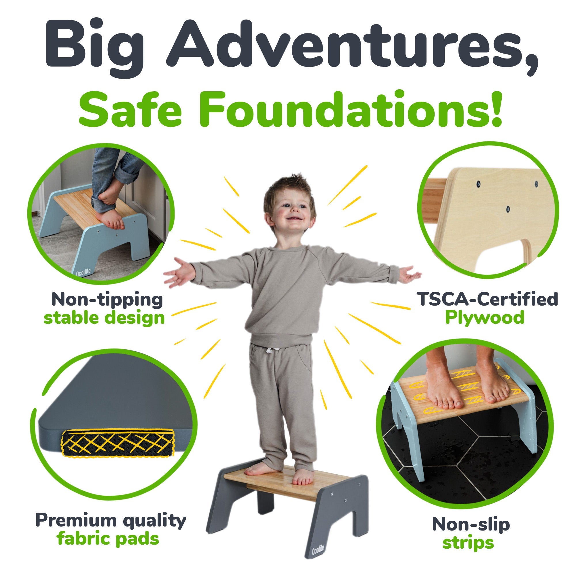 1-Step Wooden Stool for Kids